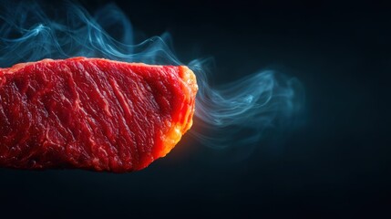 Closeup of tender steak steam culinary art in an intimate dark kitchen setting