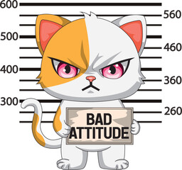 Cat With Bad Attitude Board Mugshot Vector