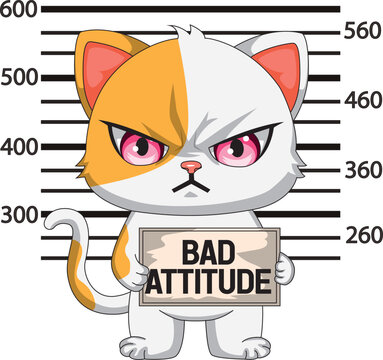 Cat With Bad Attitude Board Mugshot Vector