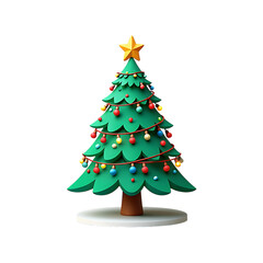 Festive Christmas Tree Illustration, Decorations, Holiday, and Celebrations, With Star, and Ornaments, and Traditional Style