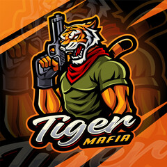 Tiger mafie esport mascot logo design
