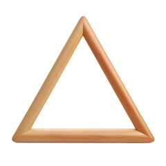 Isolated light brown wooden triangle frame against black background