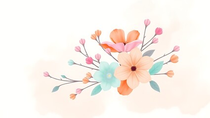 Obraz premium Pastel Flowers Soft Blossom Bouquet Spring Floral Design