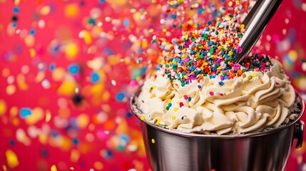 Celebration Dessert, Whipped Delight Topped with Festive Confetti Sprinkles