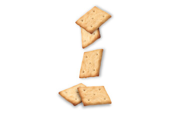cracker stack falling on transparent background.