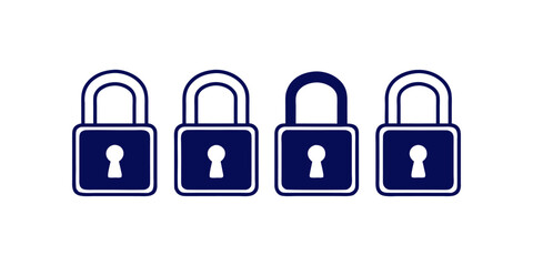 Vector lock and key icons set for web security and digital access