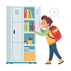 Cartoon Character Storing School Supplies