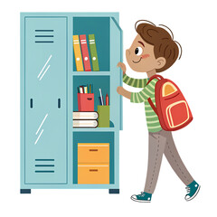 Back to School Scene with Student and Locker