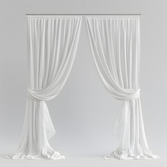 Open Medical Curtain with Frame and Draped Fabric White Isolated on Transparent or White Background, PNG