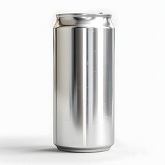 Closed Beverage Can with Aluminum Body Isolated on Transparent or White Background, PNG