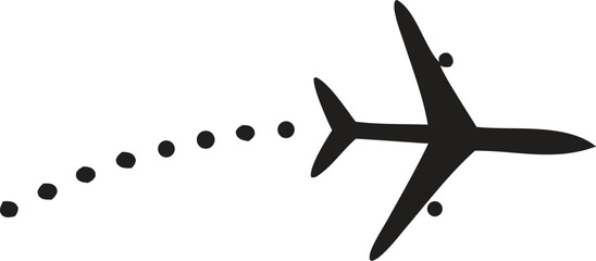 Journey in Silhouette: A sleek silhouette of an airplane takes flight, leaving a dotted trail in its wake, symbolizing the freedom of travel and the open road.