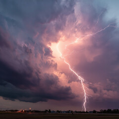 lightnings and thunder bold stike at summer storm