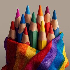 colored pencils on a white background. Generative AI