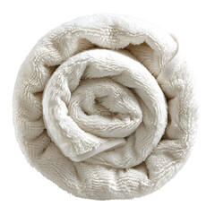 Rolled Towel with Soft Texture and Neat Spiral Isolated on Transparent or White Background, PNG
