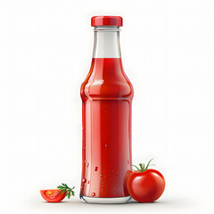 Ketchup Bottle with Red Contents Isolated on Transparent or White Background, PNG