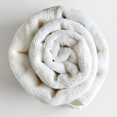 Rolled Towel with Soft Texture and Neat Spiral Isolated on Transparent or White Background, PNG