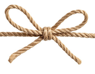Natural Twine Bow Knot for Gift Wrapping, Isolated on Transparent Background PNG