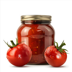 Jar of Tomato Sauce with Label and Twist-Off Lid Isolated on Transparent or White Background, PNG