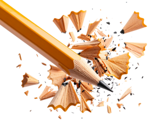 Broken Lead Pencil with Shattered Tip and Wood Splinters, Transparent PNG