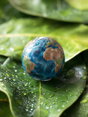 earth with water drops. Generative AI