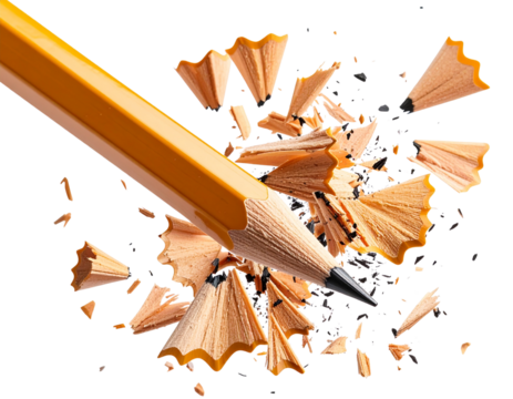 Broken Lead Pencil with Shattered Tip and Wood Splinters, Transparent PNG