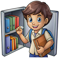 Tidy Locker Filled with Colorful Books