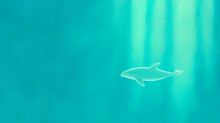 Solitary dolphin swimming in turquoise ocean water.  Concept of freedom, peace, marine life, and ocean conservation.