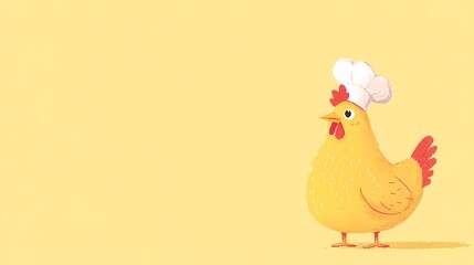 Adorable cartoon chicken wearing a chef's hat. Perfect for children's books, cooking blogs, or food related projects.