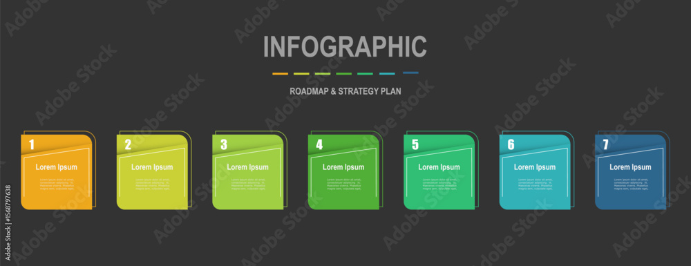 Canvas Prints for business concept with 7 steps infographics, multicolor rectangle shape, design for workflow layo