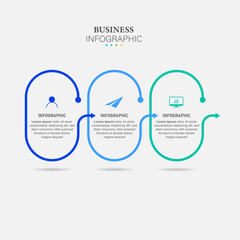 Obraz premium Line step infographic. 3 options workflow diagram, circle timeline number infograph, process steps chart. Linear vector infographics. Process order infographic arrow and steps point illustration