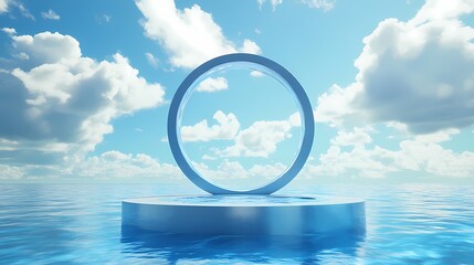 Sky and round booth poster background
