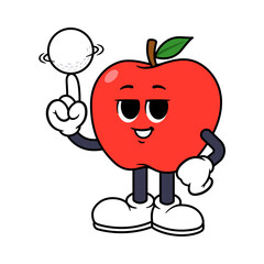 Vector Apple Character Spinning Golf Ball on Finger