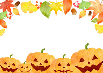 ハロウィン　かぼちゃ　秋　フレーム　イラスト
