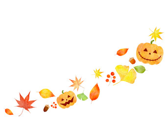 ハロウィン　かぼちゃ　秋　フレーム　イラスト