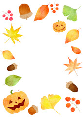 ハロウィン　かぼちゃ　秋　フレーム　イラスト