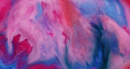 Blend drip. Flowing paint. Blur blue red orange colorful liquid marble shiny particles water fluid floating on abstract background. - Powered by Adobe