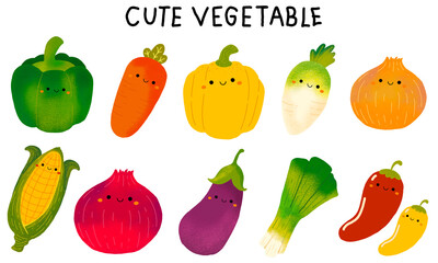 cute vegetable illustration transparant background