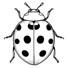 Obraz premium Line-art ladybug illustration, top view, with spots