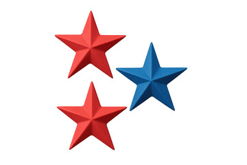 Obraz premium Translucent realistic origami-style stars in red and blue, representing national pride against clean backdrop
