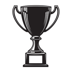Classic black and white trophy cup illustration celebrating victory and achievement