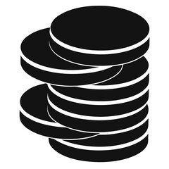Stacked Coins Silhouette Icon for Finance, Savings, and Money Concept in Minimal Vector Style

