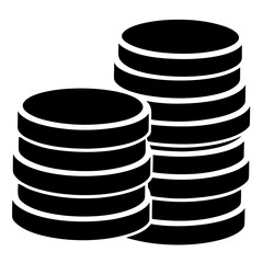 Minimal Vector Silhouette of Black Coins Representing Wealth and Financial Growth