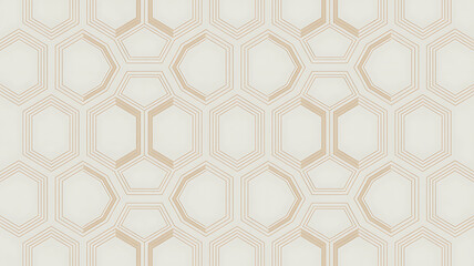 Fototapeta premium Abstract geometric pattern with beige outlines on a light cream background tone
