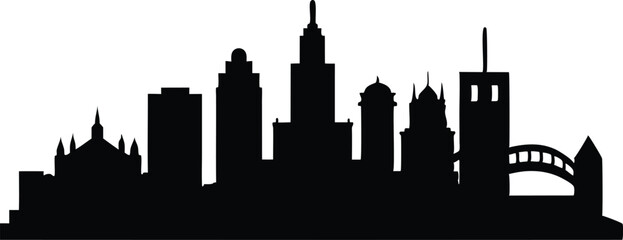 Pittsburgh skyline horizontal banner. Black and white silhouette of Pittsburgh, Pittsburgh, Pennsylvania skyline. Detailed vector silhouette