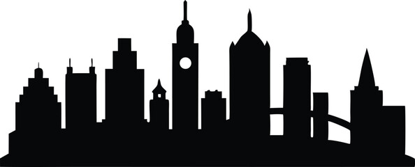 Pittsburgh skyline horizontal banner. Black and white silhouette of Pittsburgh, Pittsburgh, Pennsylvania skyline. Detailed vector silhouette