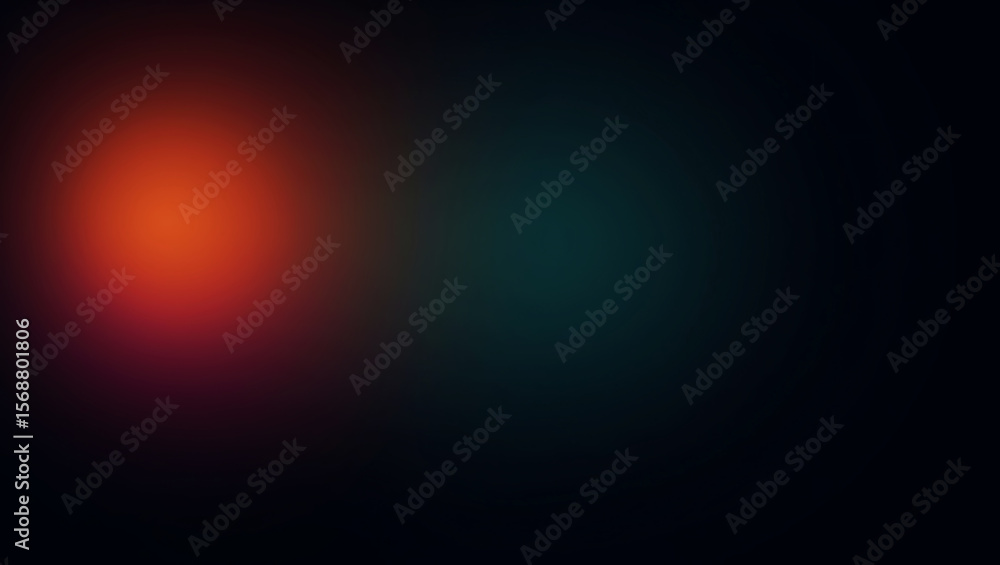Poster softly glowing orange light fades into a dark teal and black gradient background with a subtle bokeh