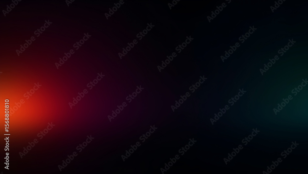 Poster abstract dark background with vibrant red orange and teal green light streaks and bokeh effects crea
