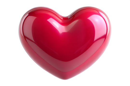 Glossy Red Heart on transparent background