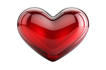 Glossy Red Heart on transparent background