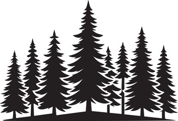 Obraz premium set of trees vector, pine tree silhouette vector illustration, pine tree silhouette vector, pine tree icon